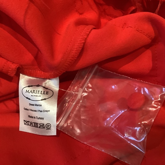 Marielle Stokkelaar Unique Red Holiday Party Dress, Feather Bottom Hem NWT OSFM - Picture 14 of 16